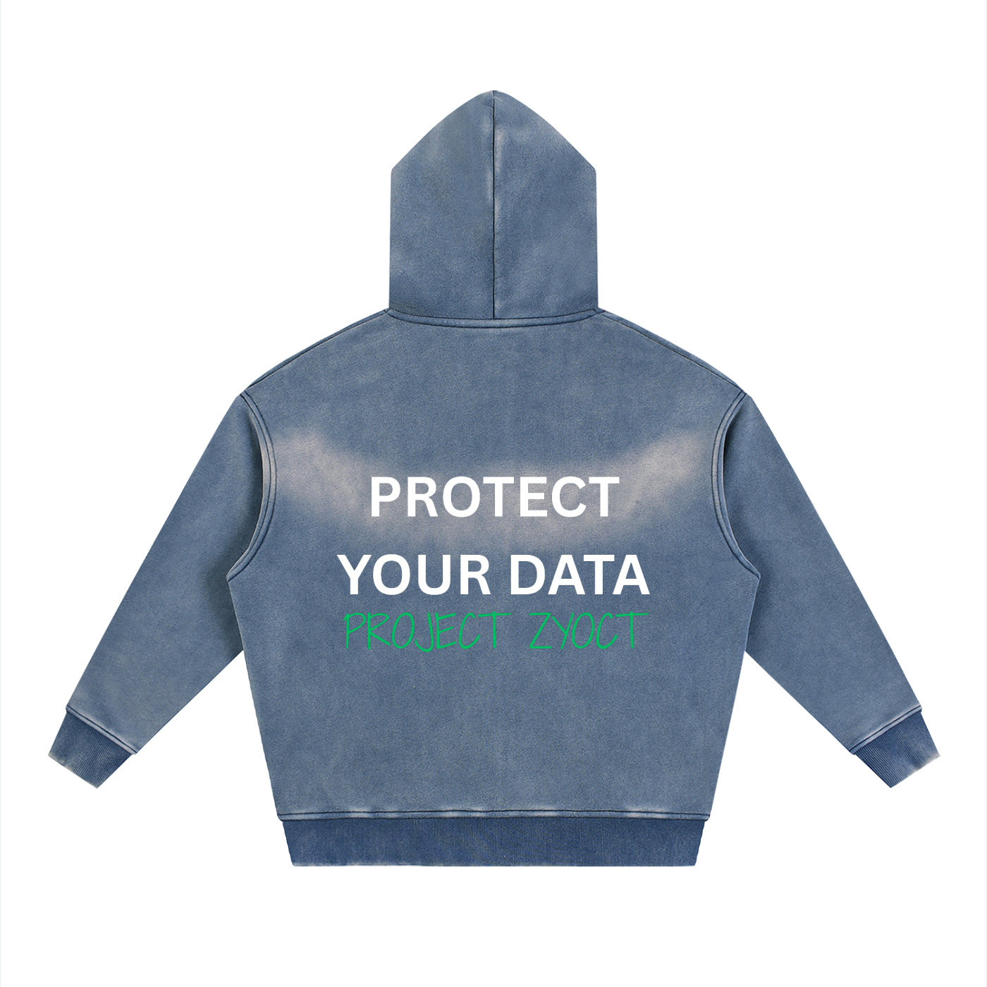 "Protect Your Data" Faded Zipper Hoodie