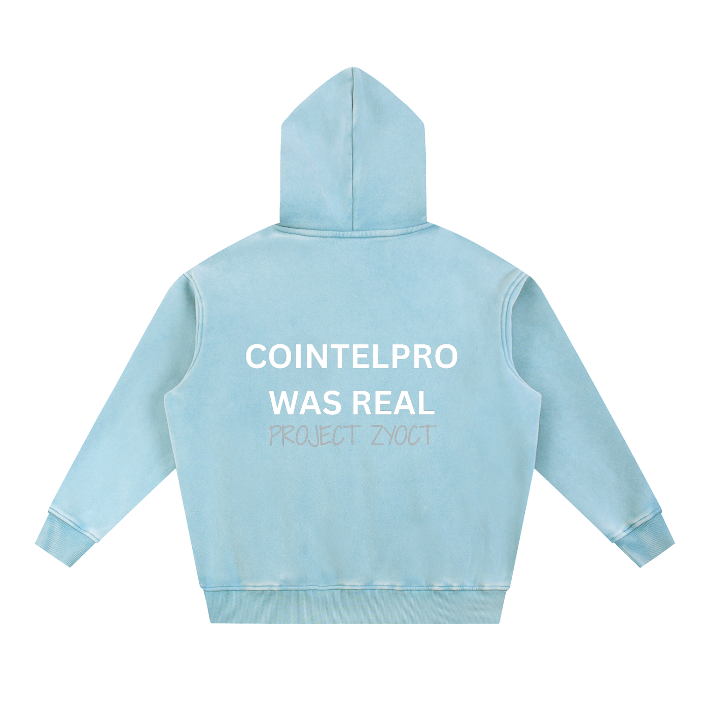 "COINTELPRO Was Real" Snow Wash Oversize Hoodie