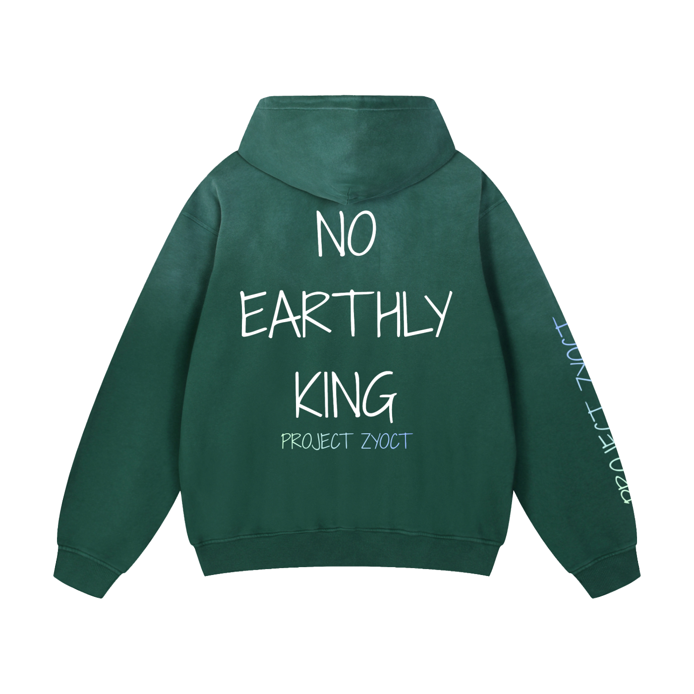 "NO EARTHLY KING" Heavyweight Sunfade Oversized Hoodie