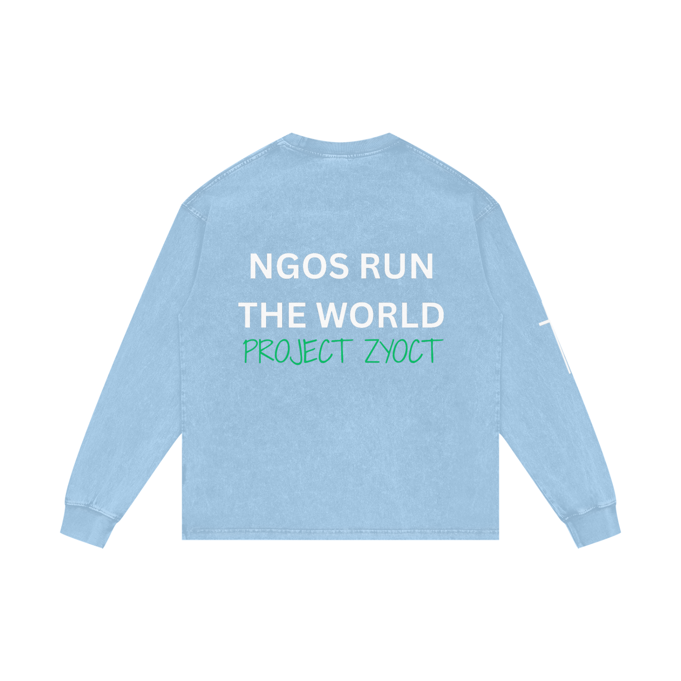 "NGOs Run the World" Acid Wash Long Sleeve