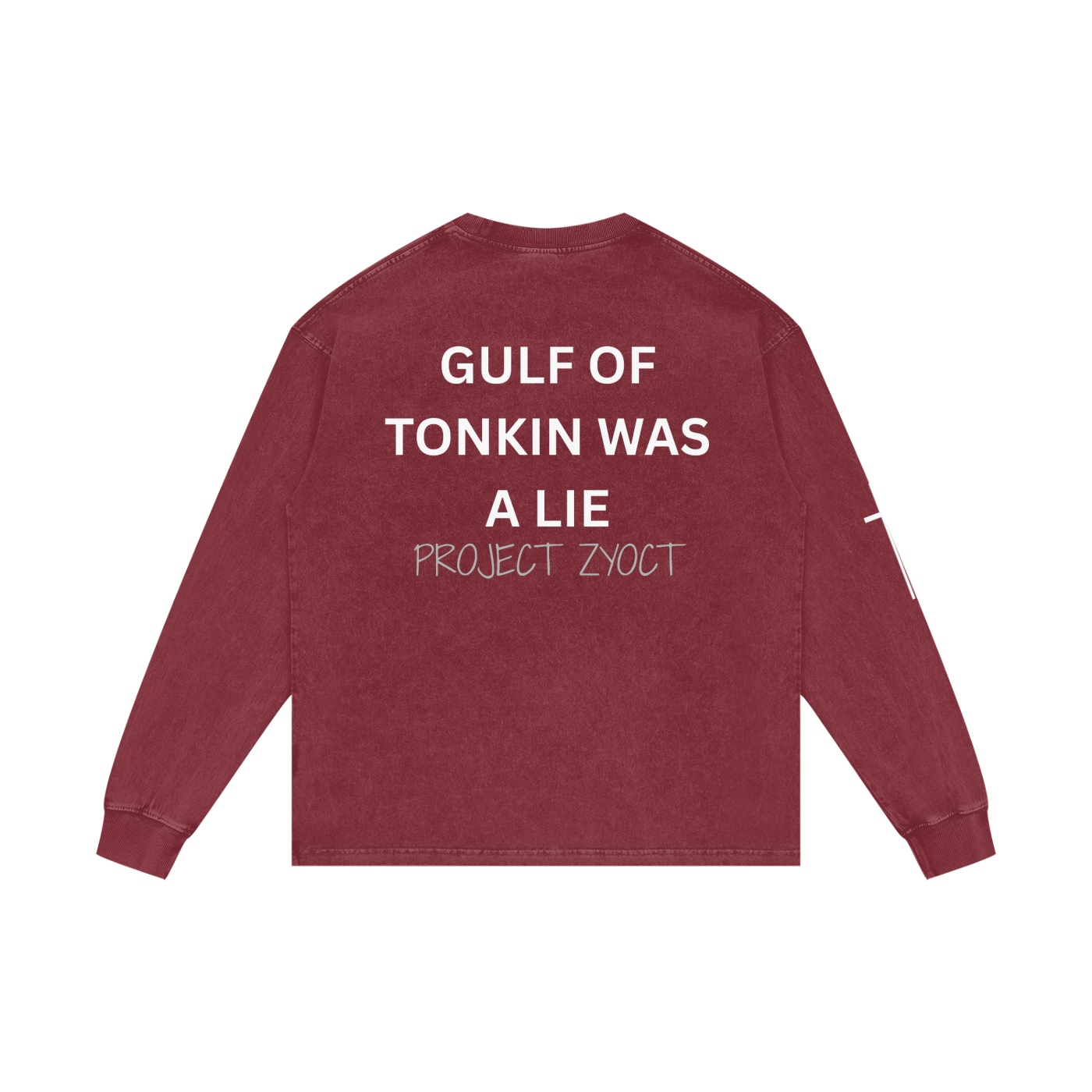 "Gulf of Tonkin Was a Lie" Acid Wash Long Sleeve
