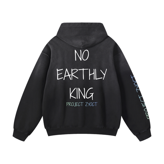 "NO EARTHLY KING" Heavyweight Sunfade Oversized Hoodie