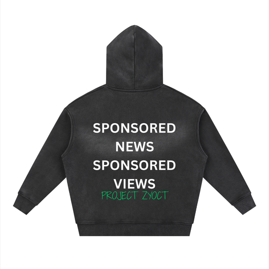 "Sponsored News Sponsored Views" faded Zipper Hoodie