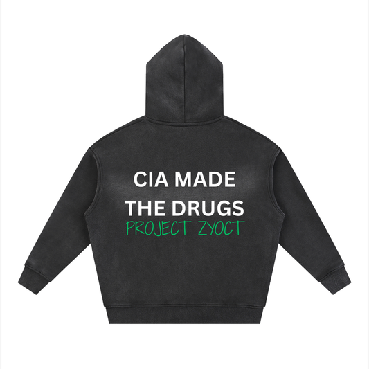 "CIA Made the Drugs" faded Zipper Hoodie