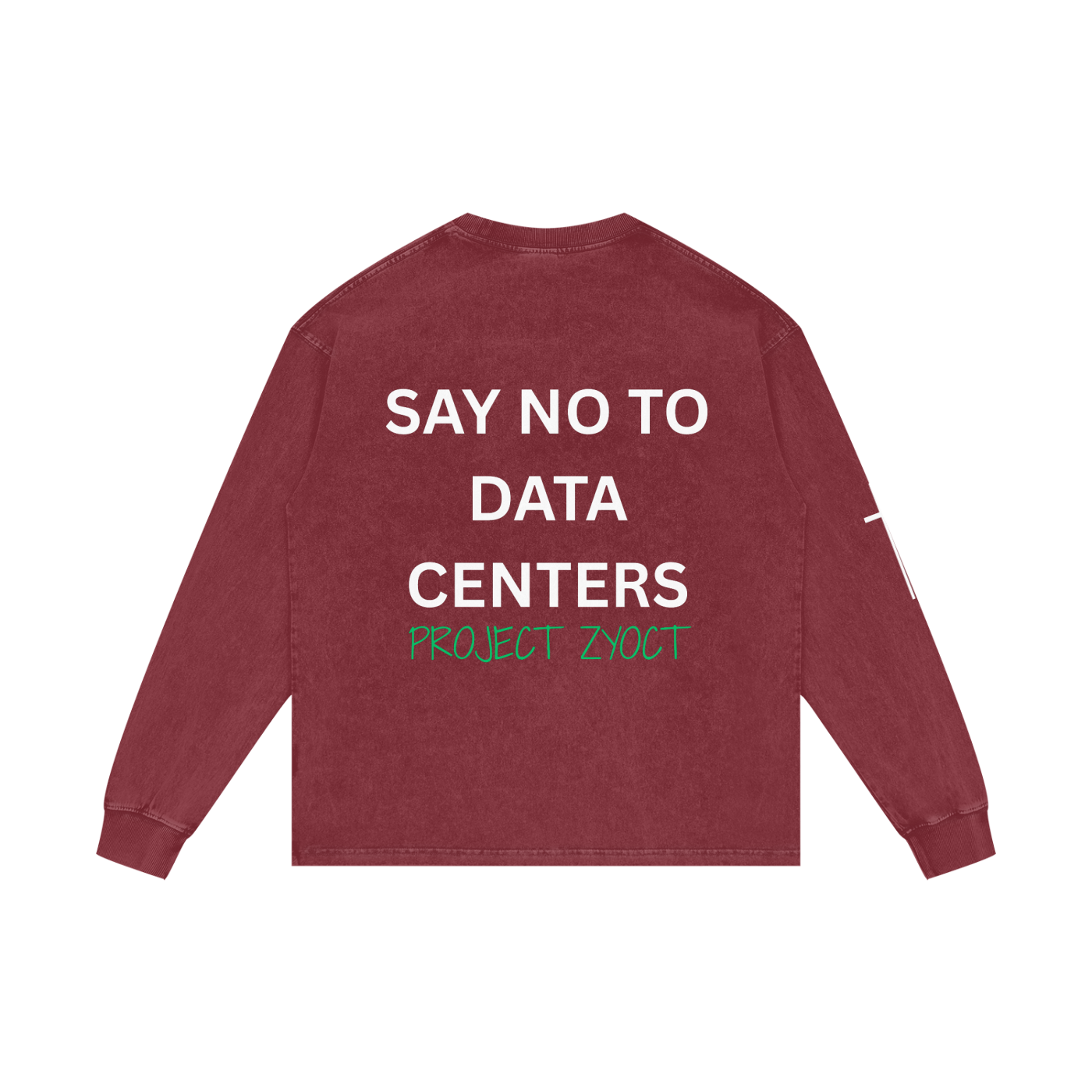 "Say No to Data Centers" Acid Wash Long Sleeve