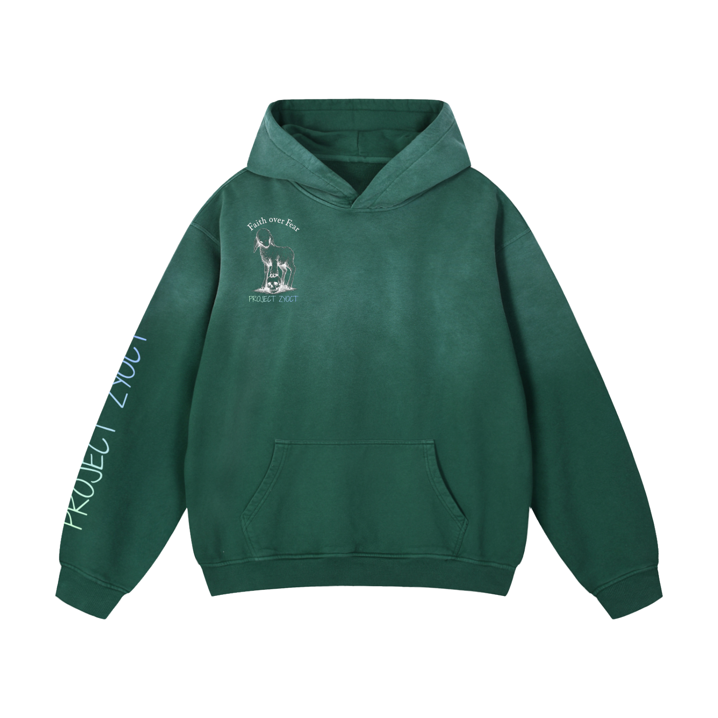 "THE MACHINE FEARS THE SAINTS" Heavyweight Sunfade Oversized Hoodie