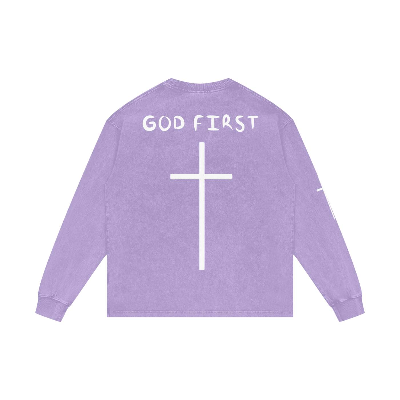 "GOD FIRST" Acid Wash Long Sleeve