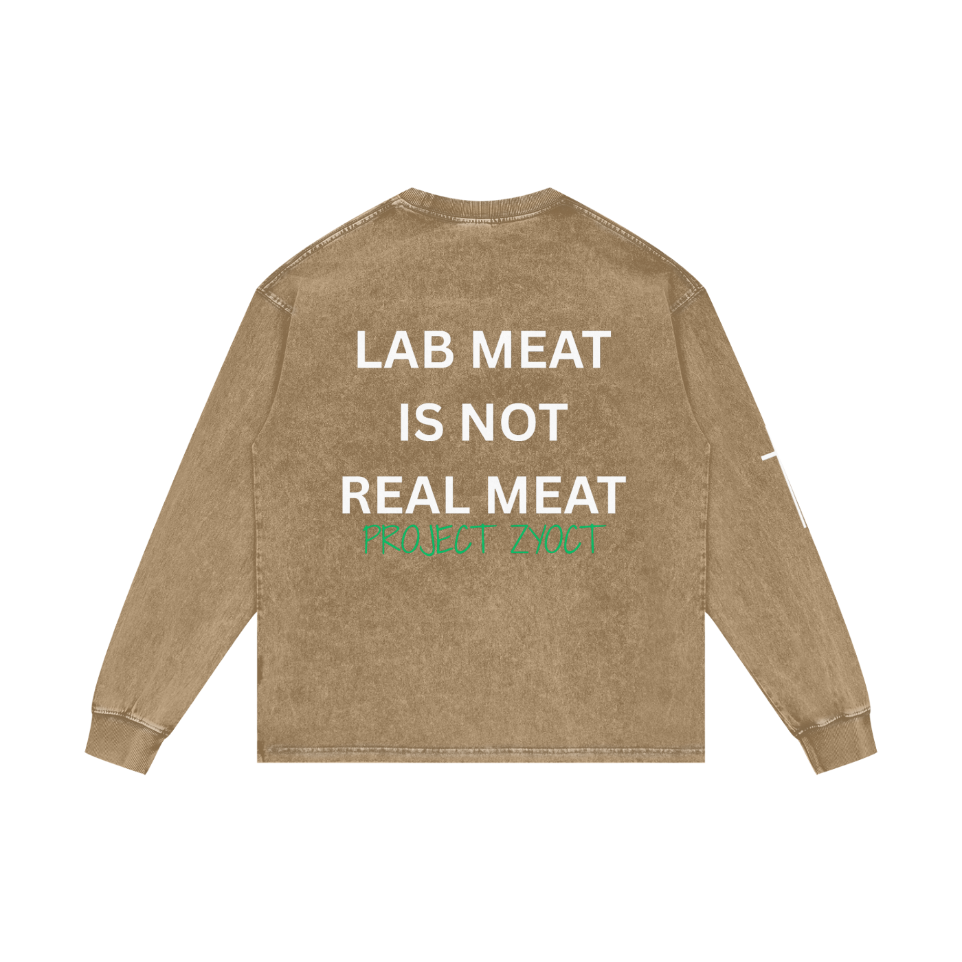 "Lab Meat is Not Real Meat" Acid Wash Long Sleeve