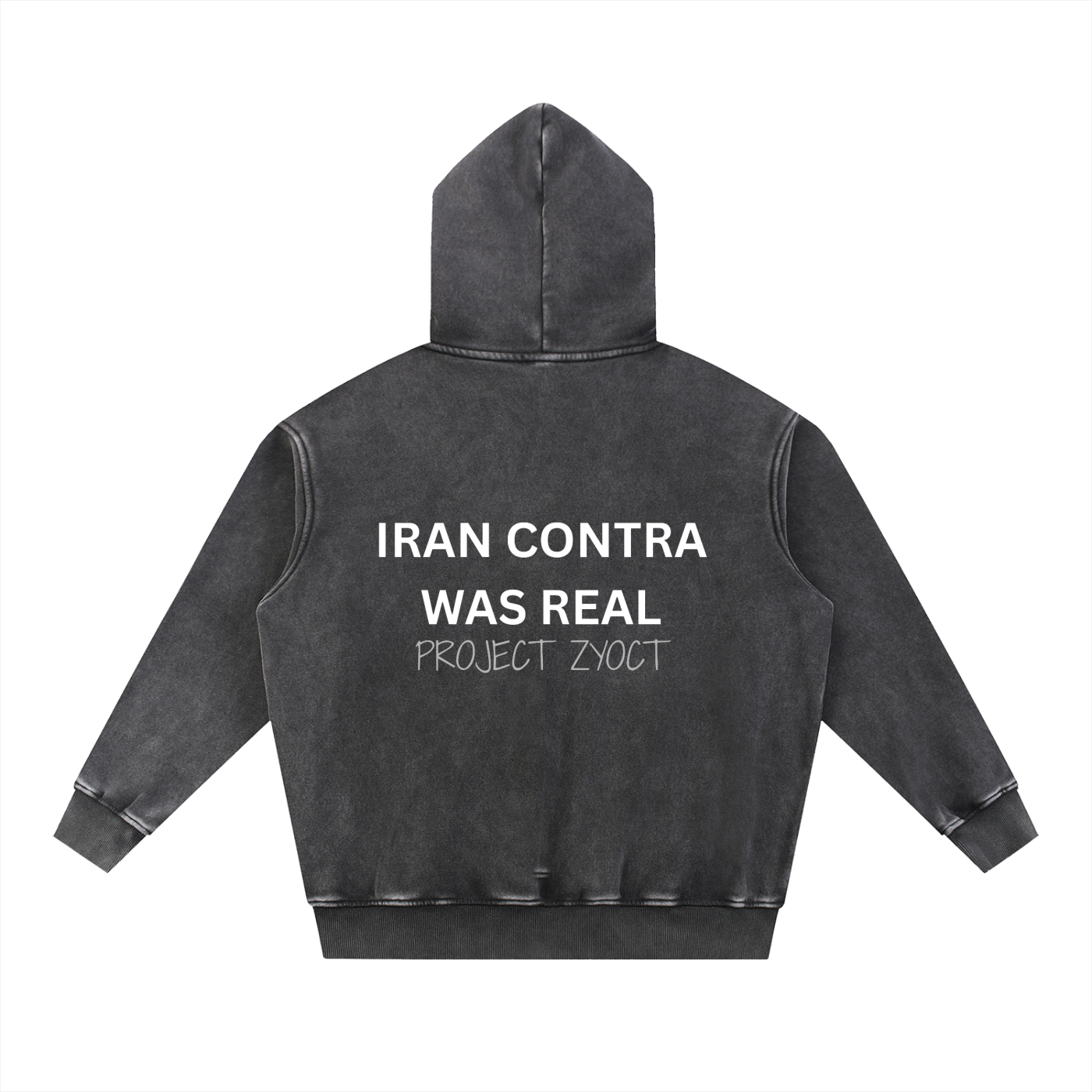 "Iran Contra Was Real" Snow Wash Oversize Hoodie