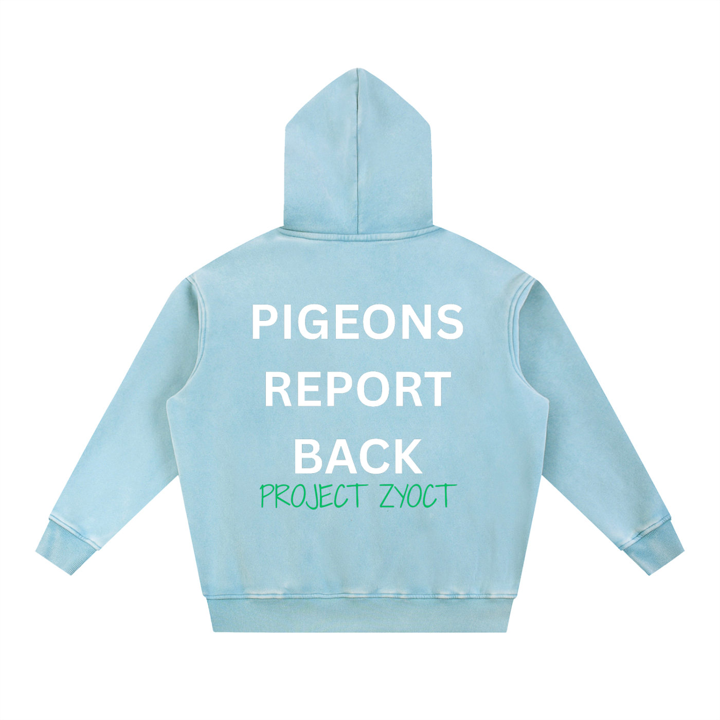 "Pigeons Report Back" Snow Wash Oversize Hoodie