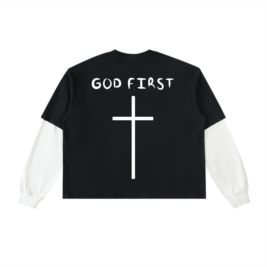 "GOD FIRST" Layered Shirt