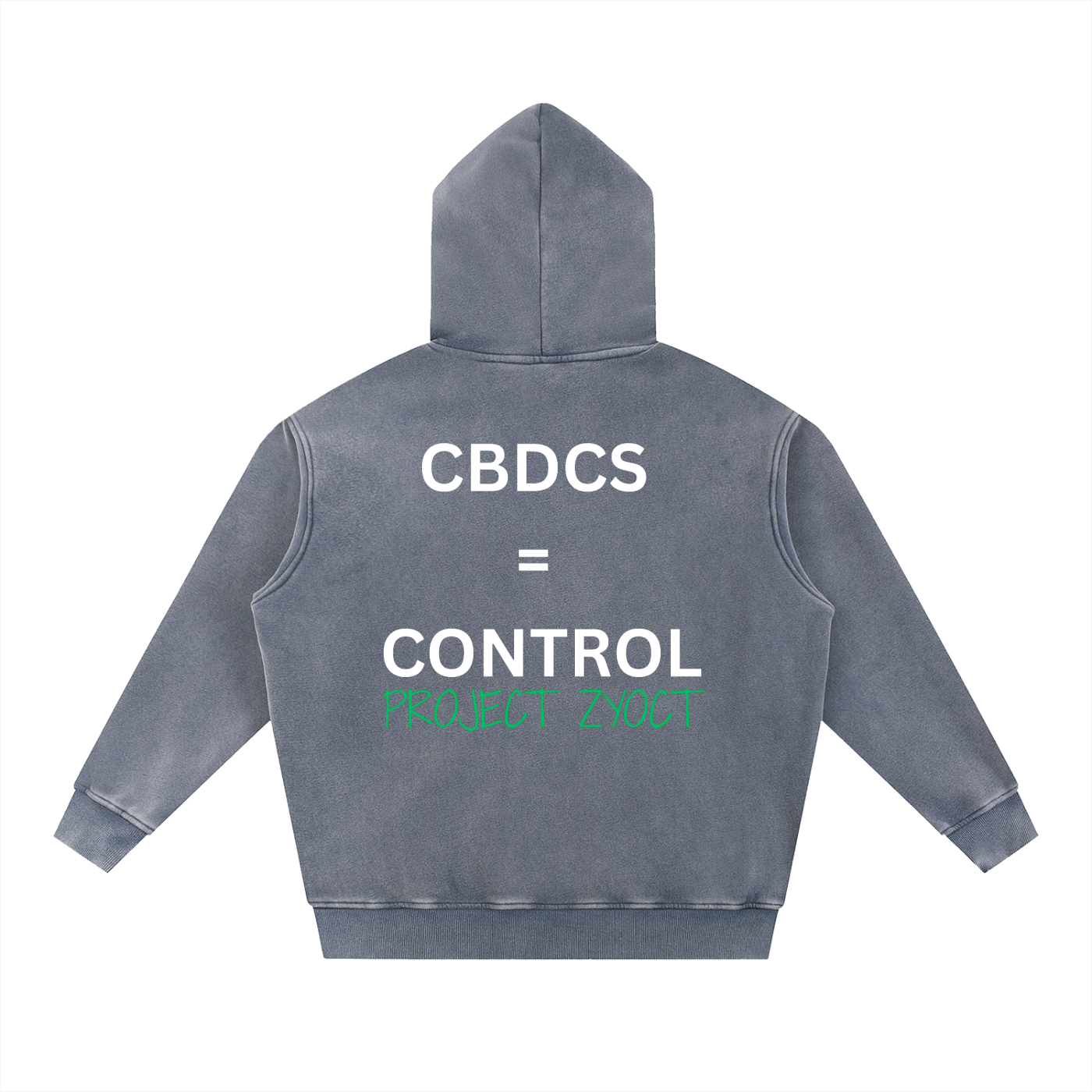 "CBDCs = Control" Snow Wash Oversize Hoodie