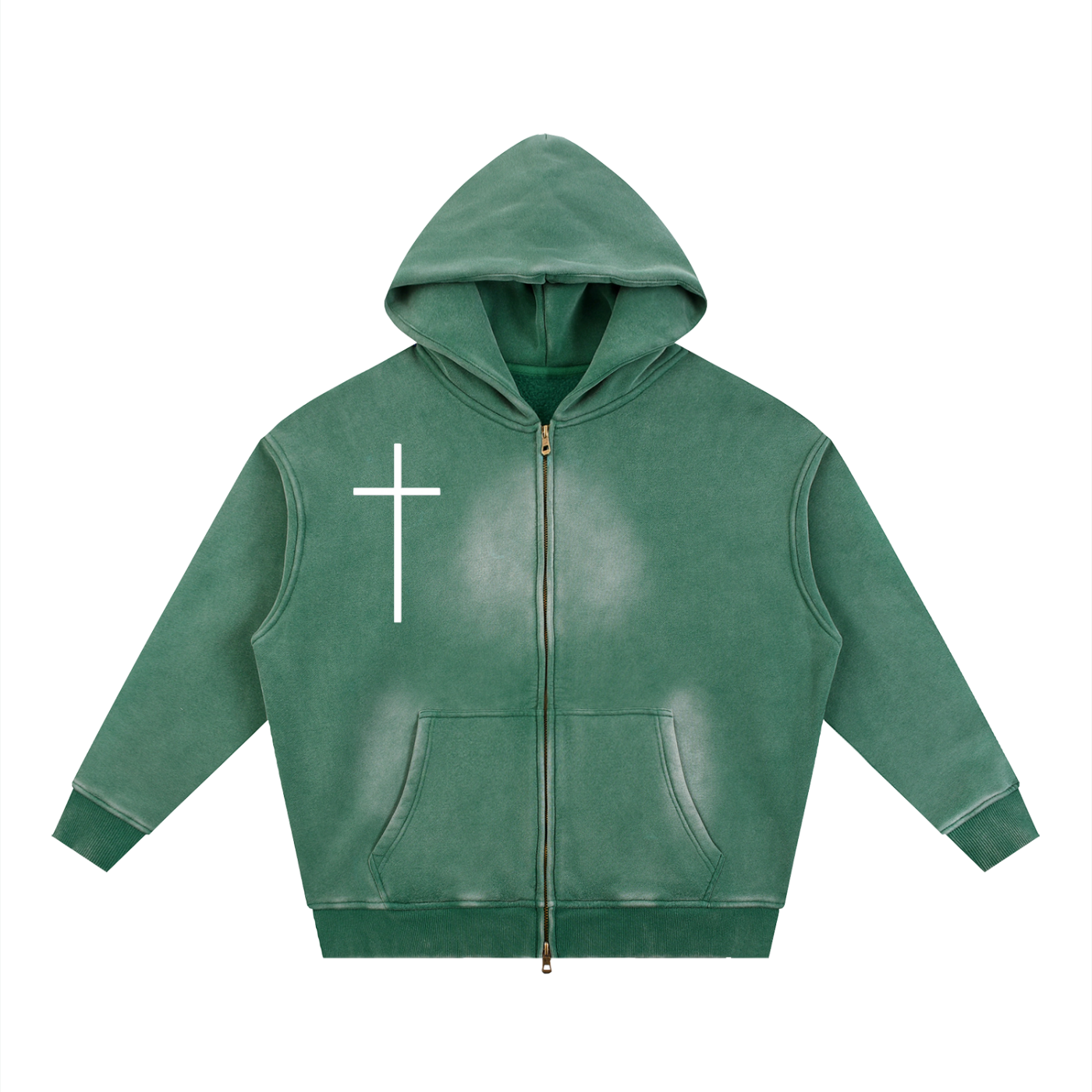 "Follow the Money" Faded Zipper Hoodie
