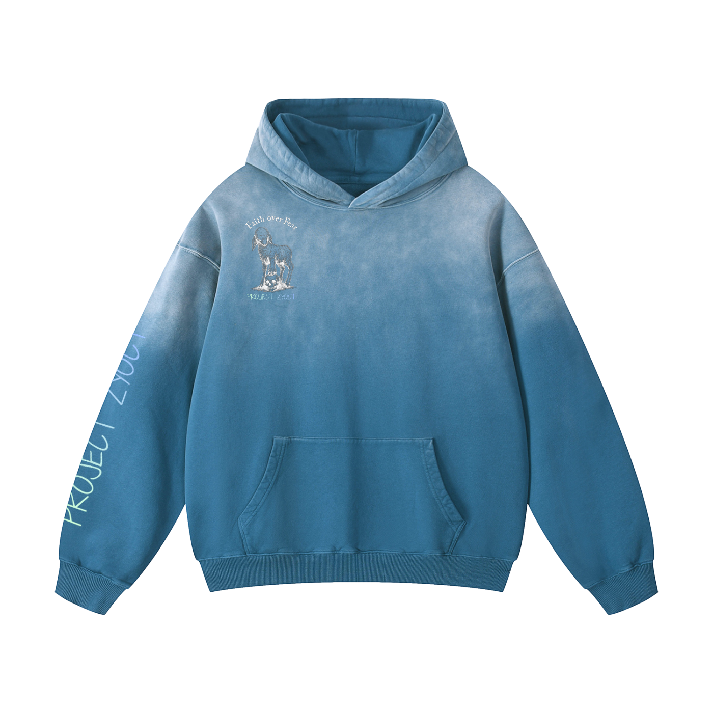 "THE MACHINE FEARS THE SAINTS" Heavyweight Sunfade Oversized Hoodie