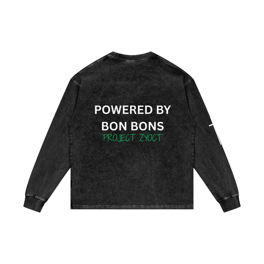 "Powered by Bon Bons" Acid Wash Long Sleeve