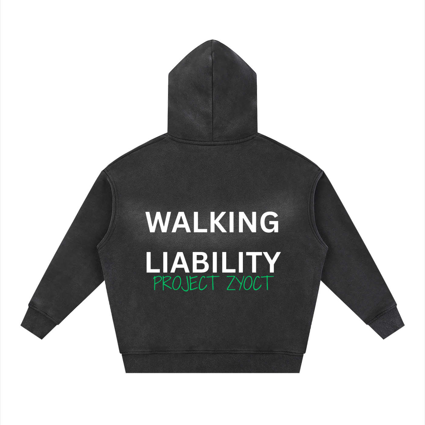 "Walking Liability" Faded Zipper Hoodie