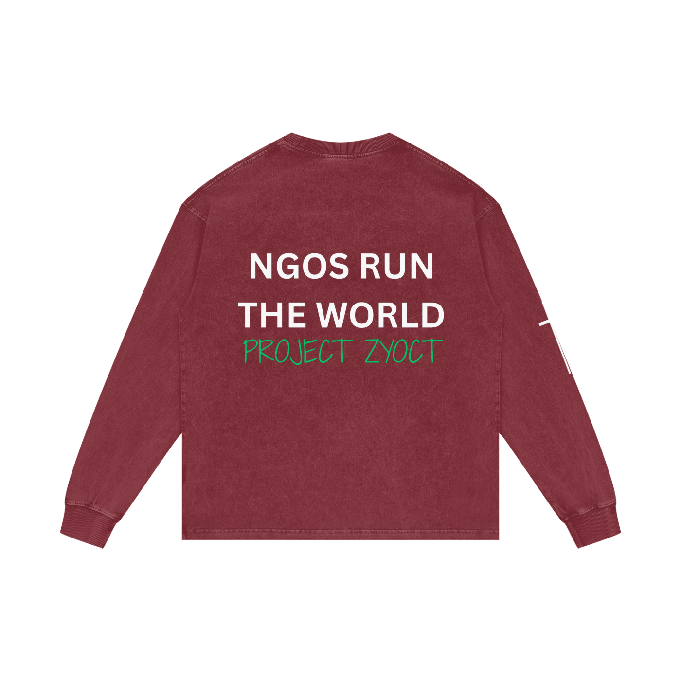 "NGOs Run the World" Acid Wash Long Sleeve
