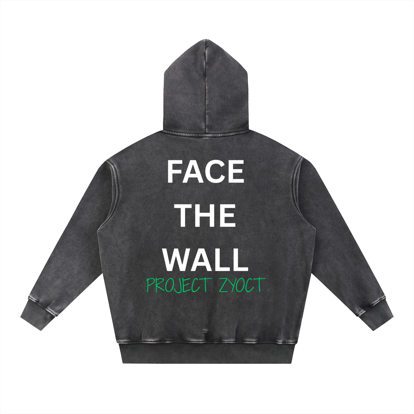 "Face the Wall" Snow Wash Oversize Hoodie