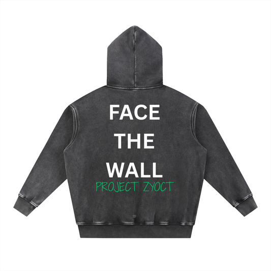 "Face the Wall" Snow Wash Oversize Hoodie