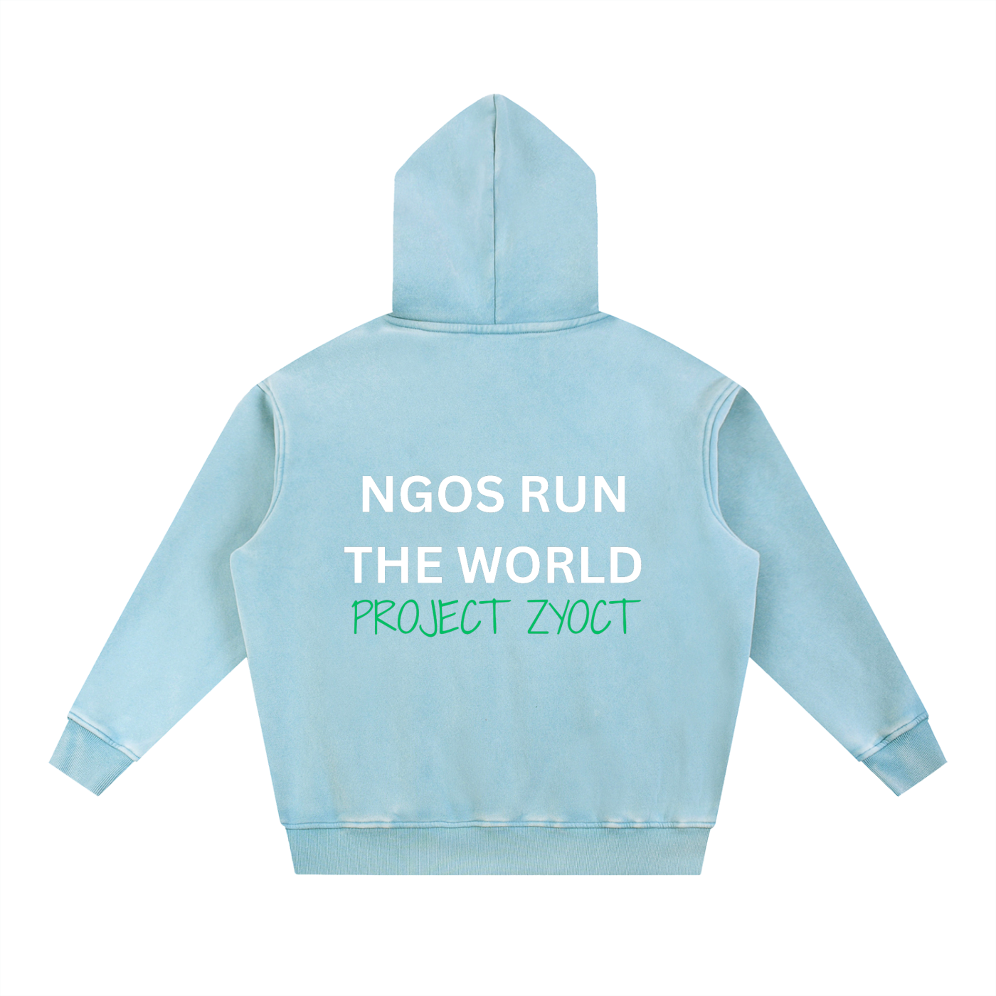"NGOs Run the World" Snow Wash Oversize Hoodie