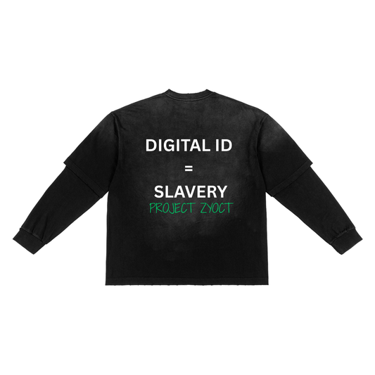 "Digital ID = Slavery" Sunfade Two-Piece Shirt