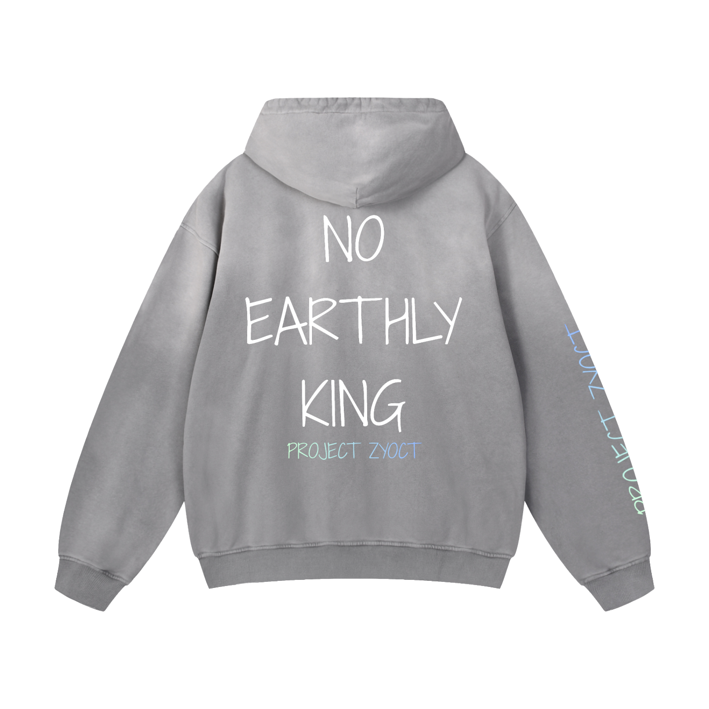 "NO EARTHLY KING" Heavyweight Sunfade Oversized Hoodie