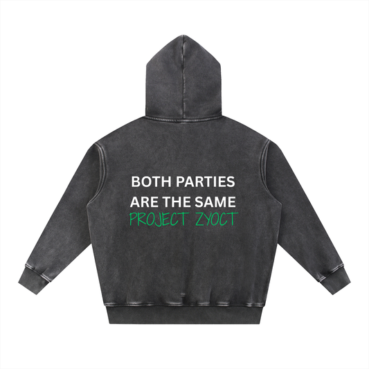 "Both Parties Are the Same" Snow Wash Oversize Hoodie