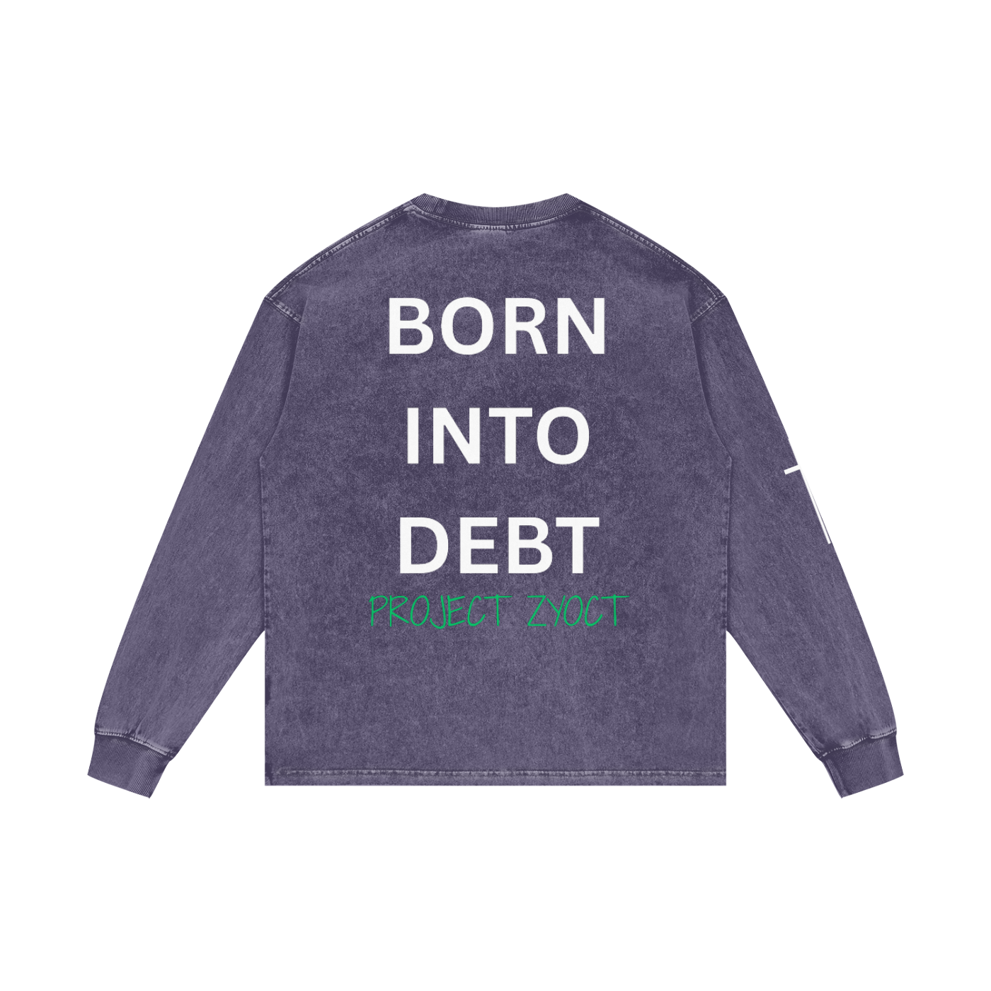"Born Into Debt" Acid Wash Long Sleeve