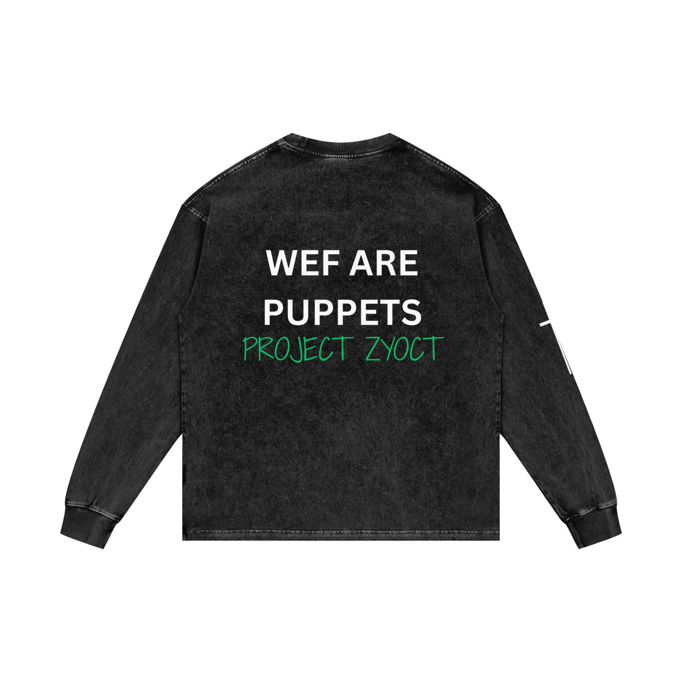 "WEF Are Puppets" Acid Wash Long Sleeve