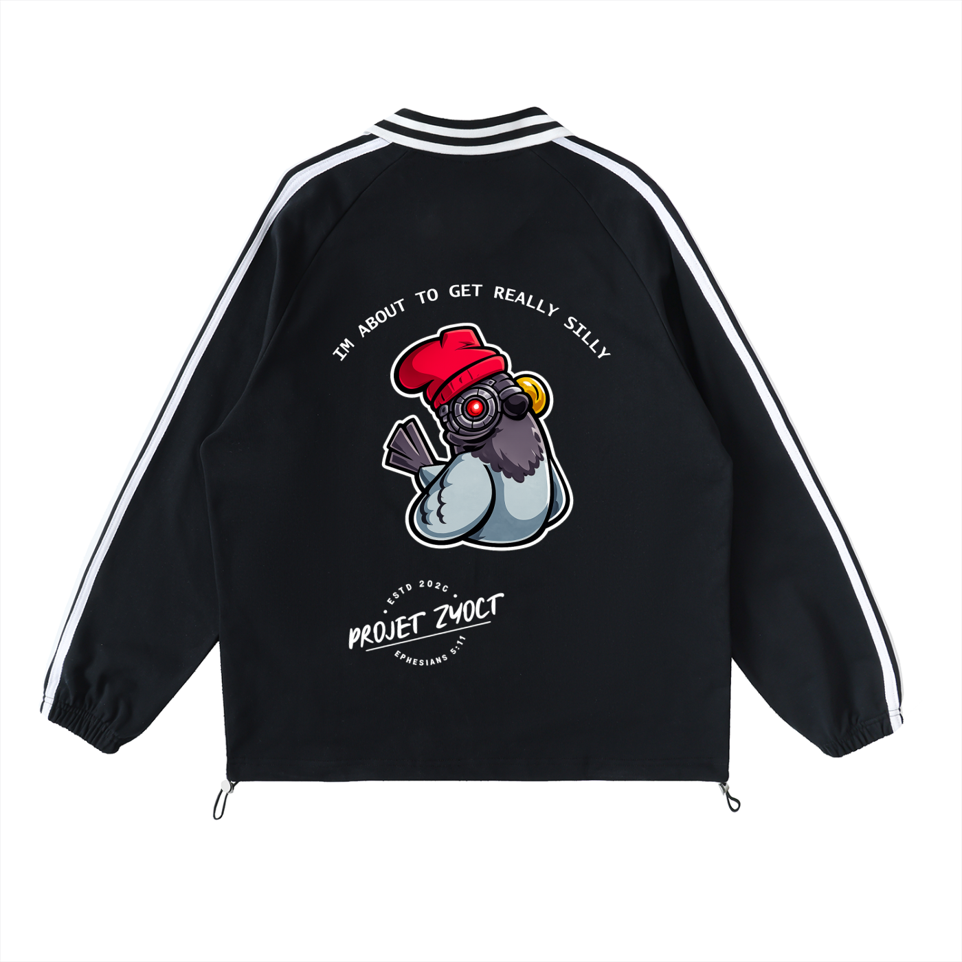 "REALLY SILLY" Striped Collar Sweatshirt