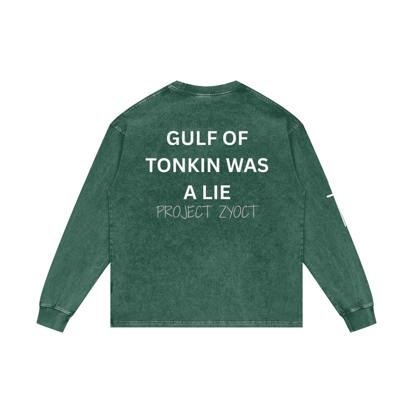 "Gulf of Tonkin Was a Lie" Acid Wash Long Sleeve