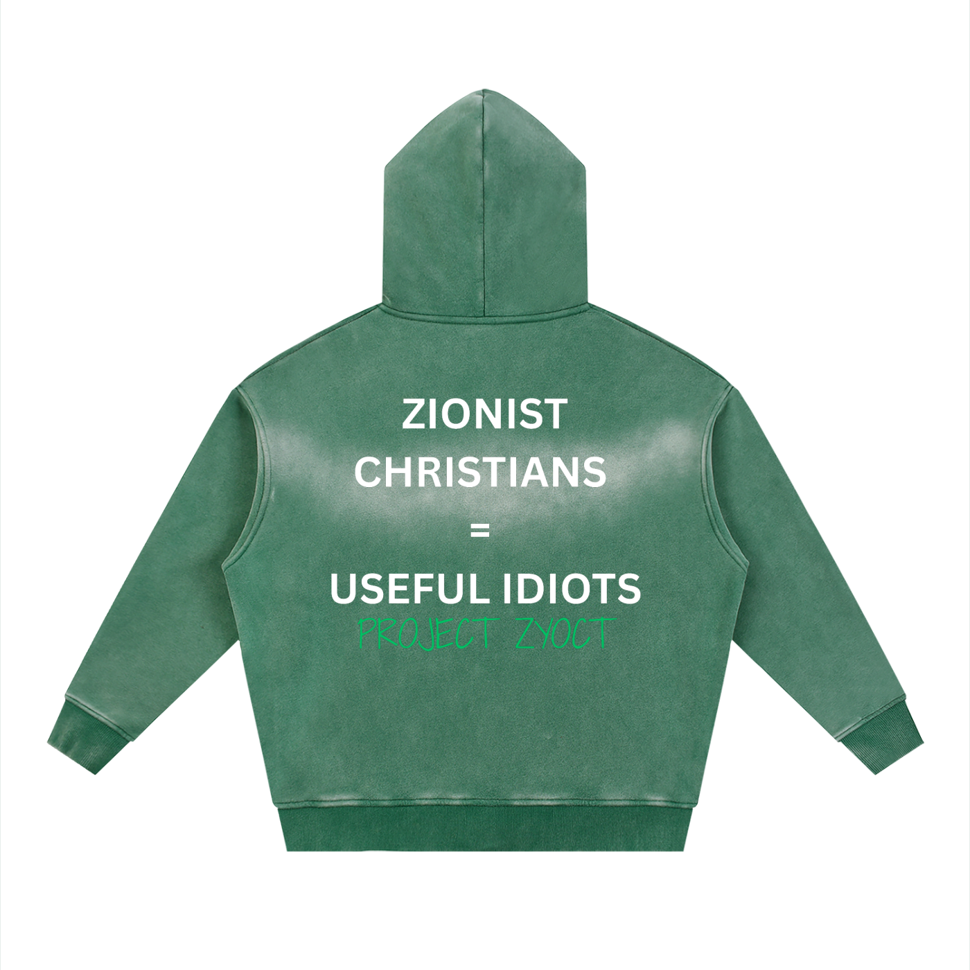 "Zionist Christians = Useful Idiots" faded Zipper Hoodie