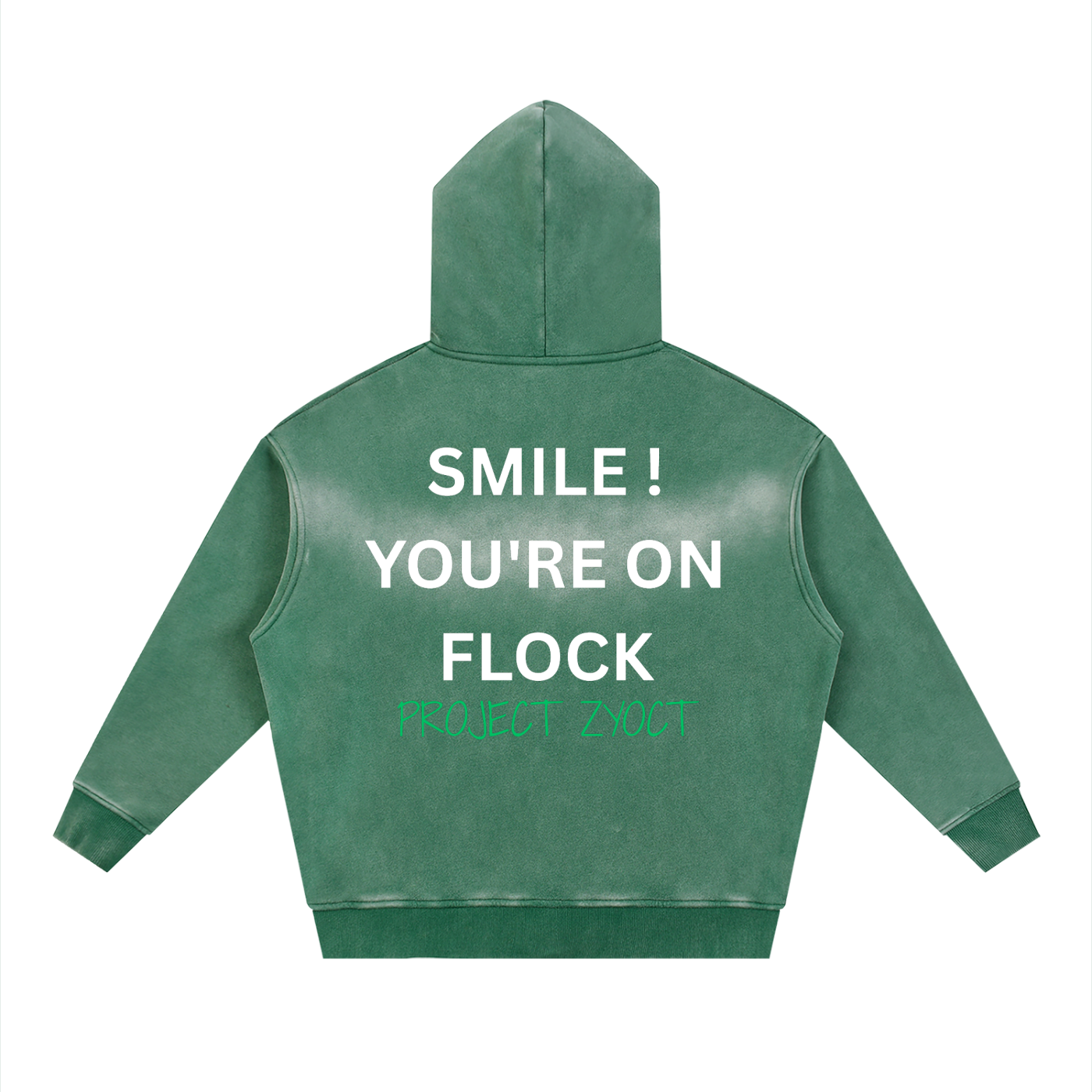 "Smile You're On Flock" faded Zipper Hoodie