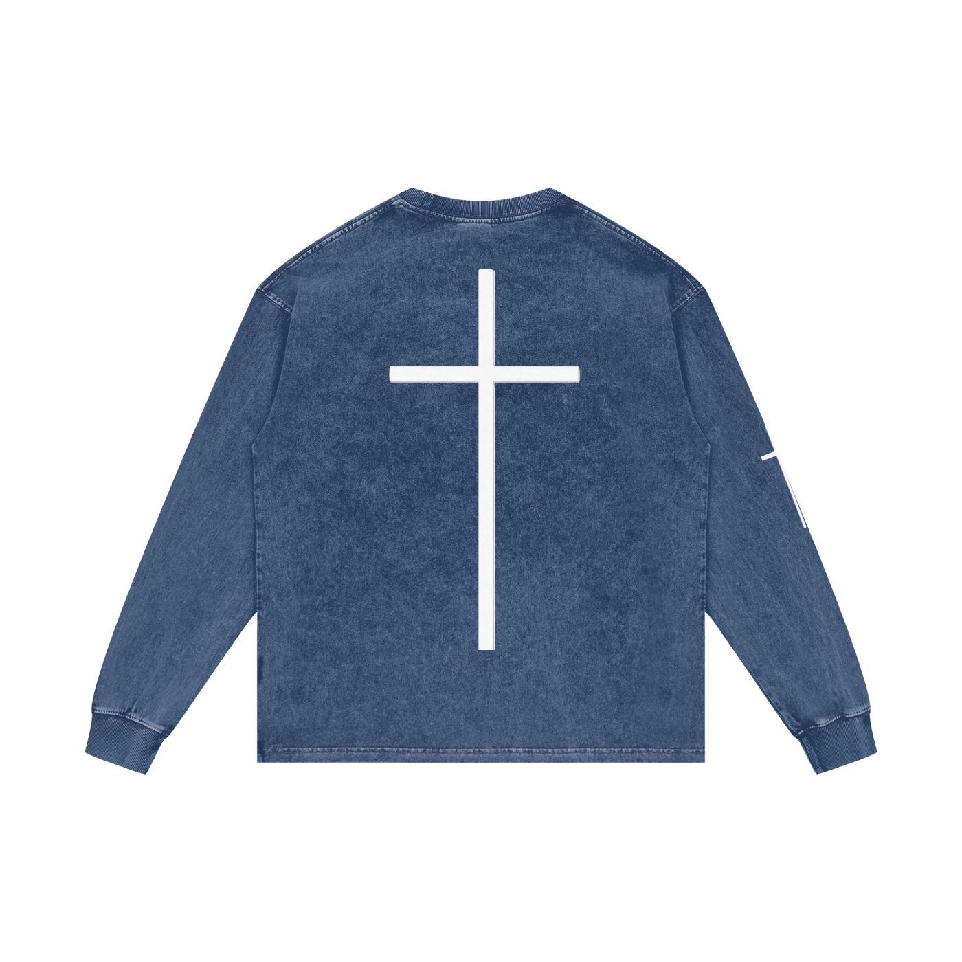 Simple Cross Acid Wash Long Sleeve