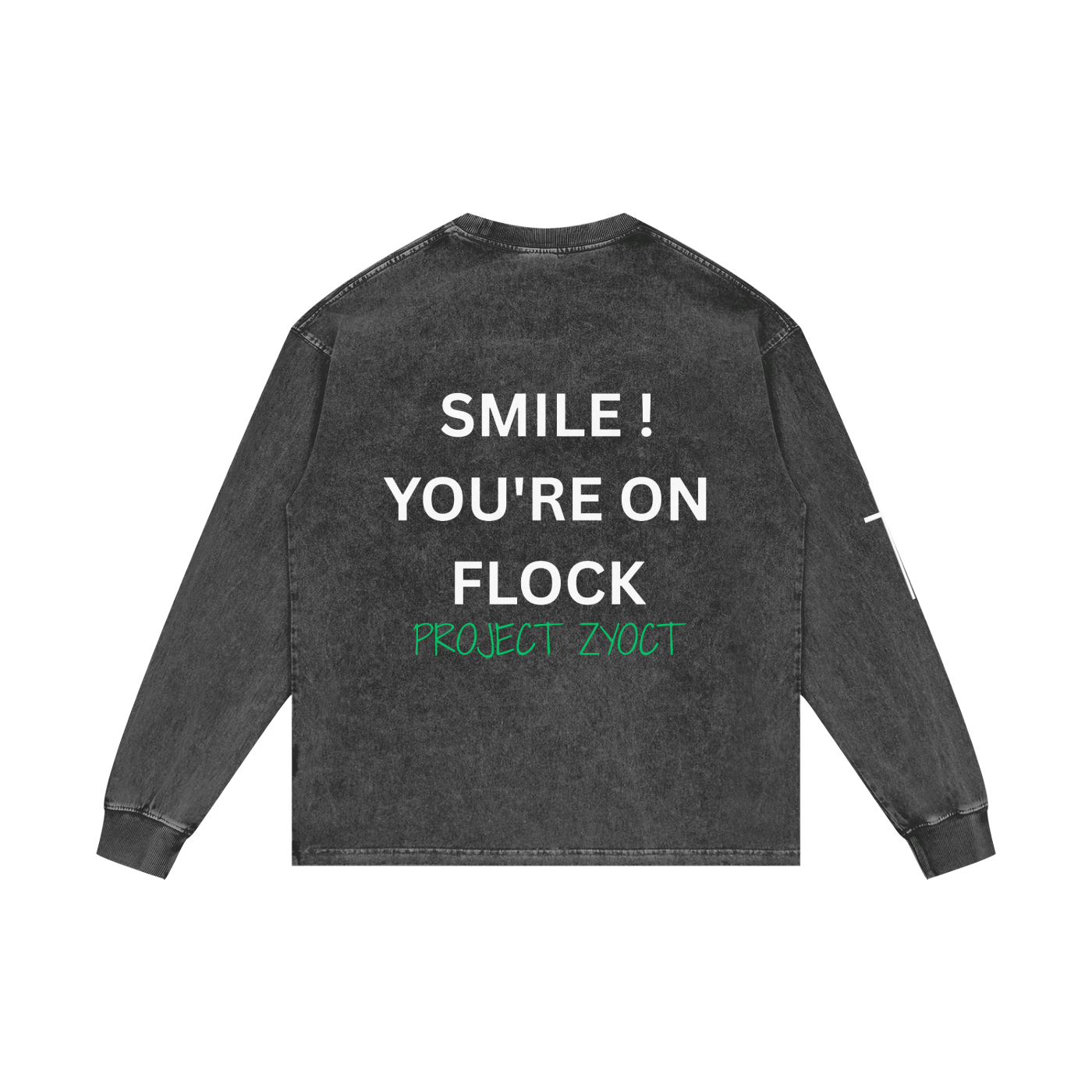 "Smile You're On Flock" Acid Wash Long Sleeve