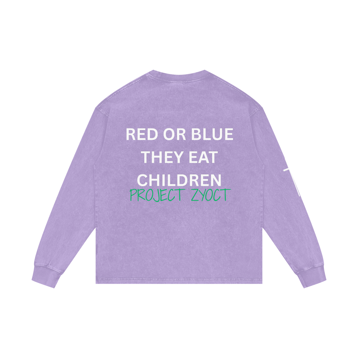 "Red or Blue They Eat Children" Acid Wash Long Sleeve