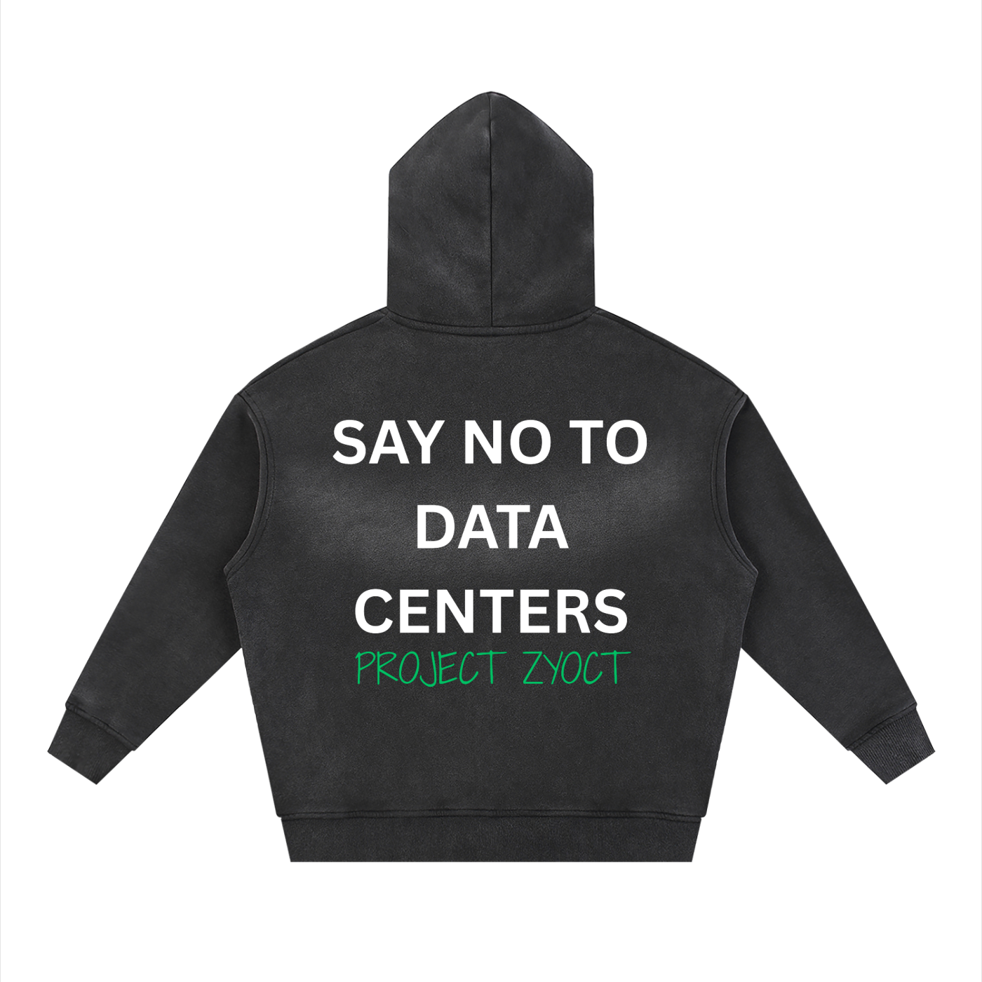 "Say No to Data Centers" faded Zipper Hoodie