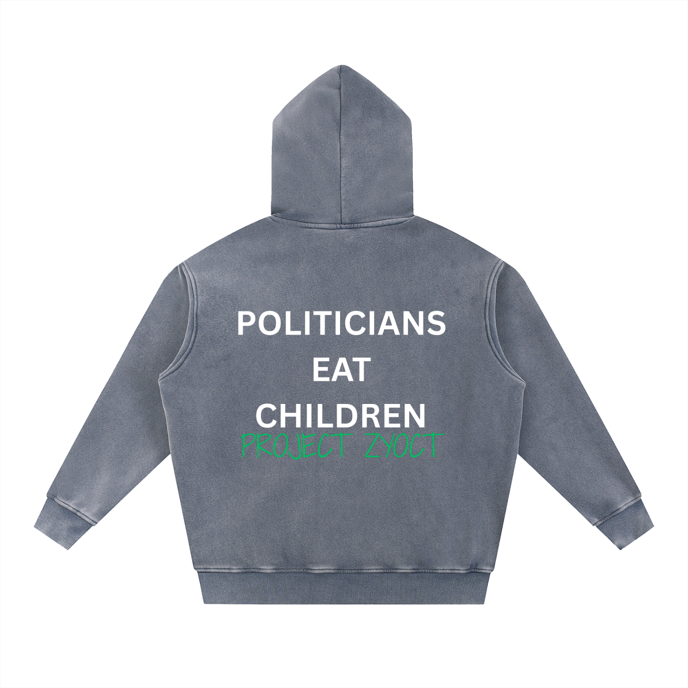 "Politicians Eat Children" Snow Wash Oversize Hoodie