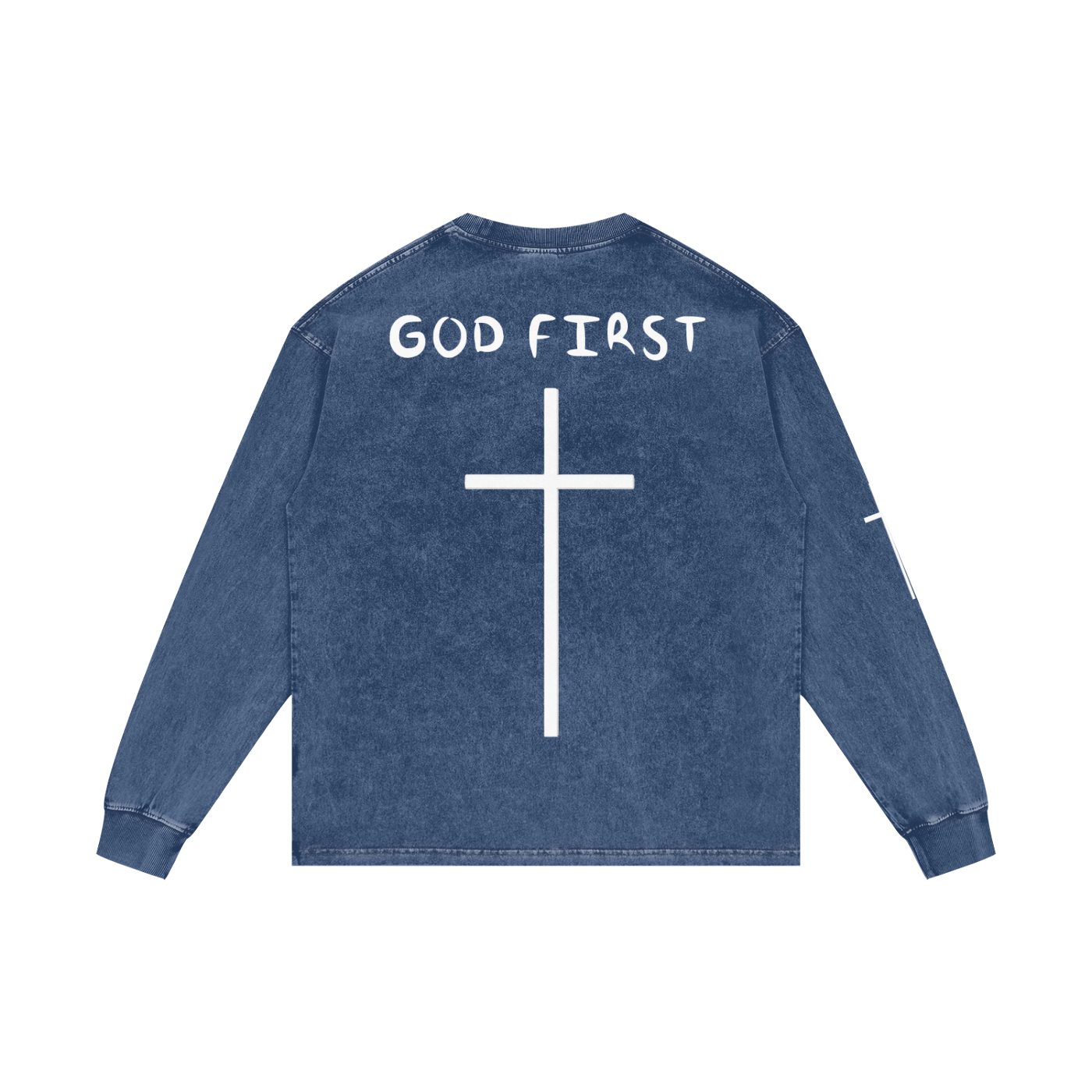 "GOD FIRST" Acid Wash Long Sleeve