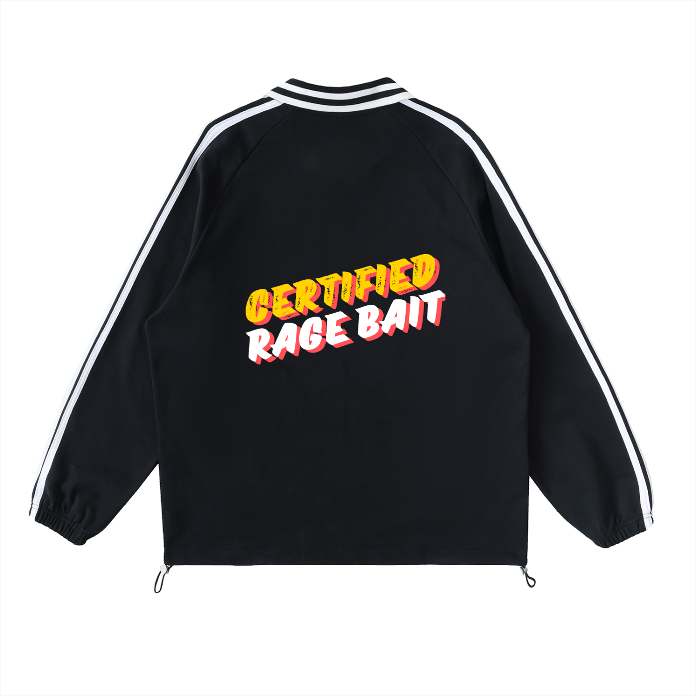 "CERTIFIED RAGE BAIT" Striped Collar Sweatshirt