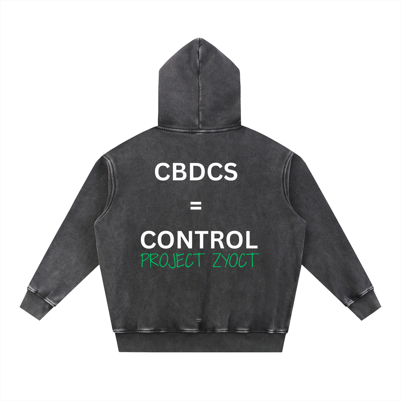 "CBDCs = Control" Snow Wash Oversize Hoodie