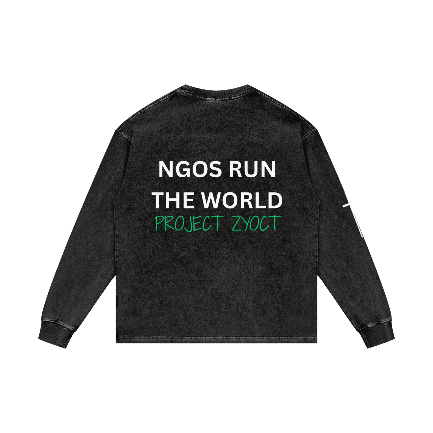 "NGOs Run the World" Acid Wash Long Sleeve