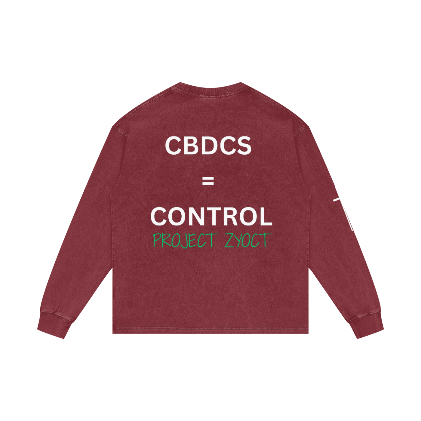 "CBDCs = Control" Acid Wash Long Sleeve