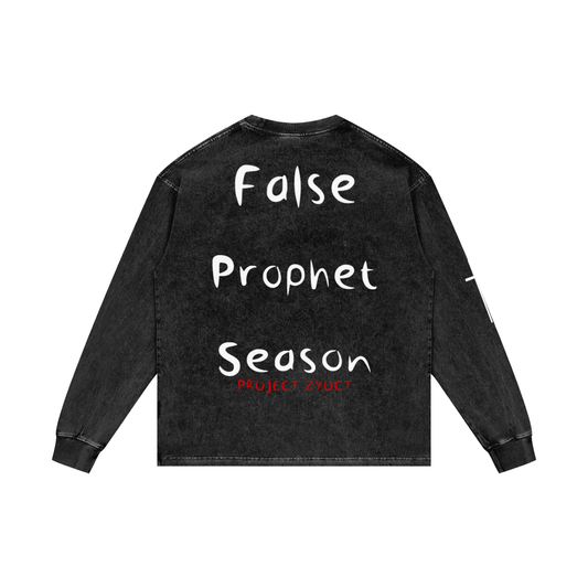 "False Prophet Season" Acid Wash Long Sleeve