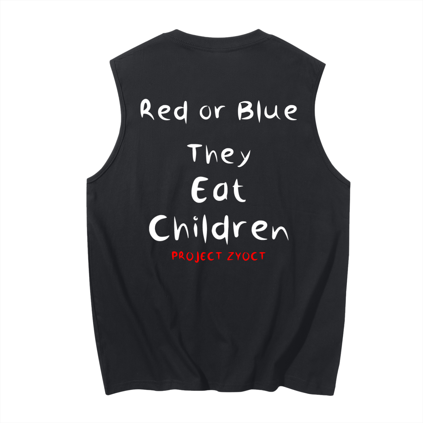"Red or Blue They Eat Children" Cotton Tank Top