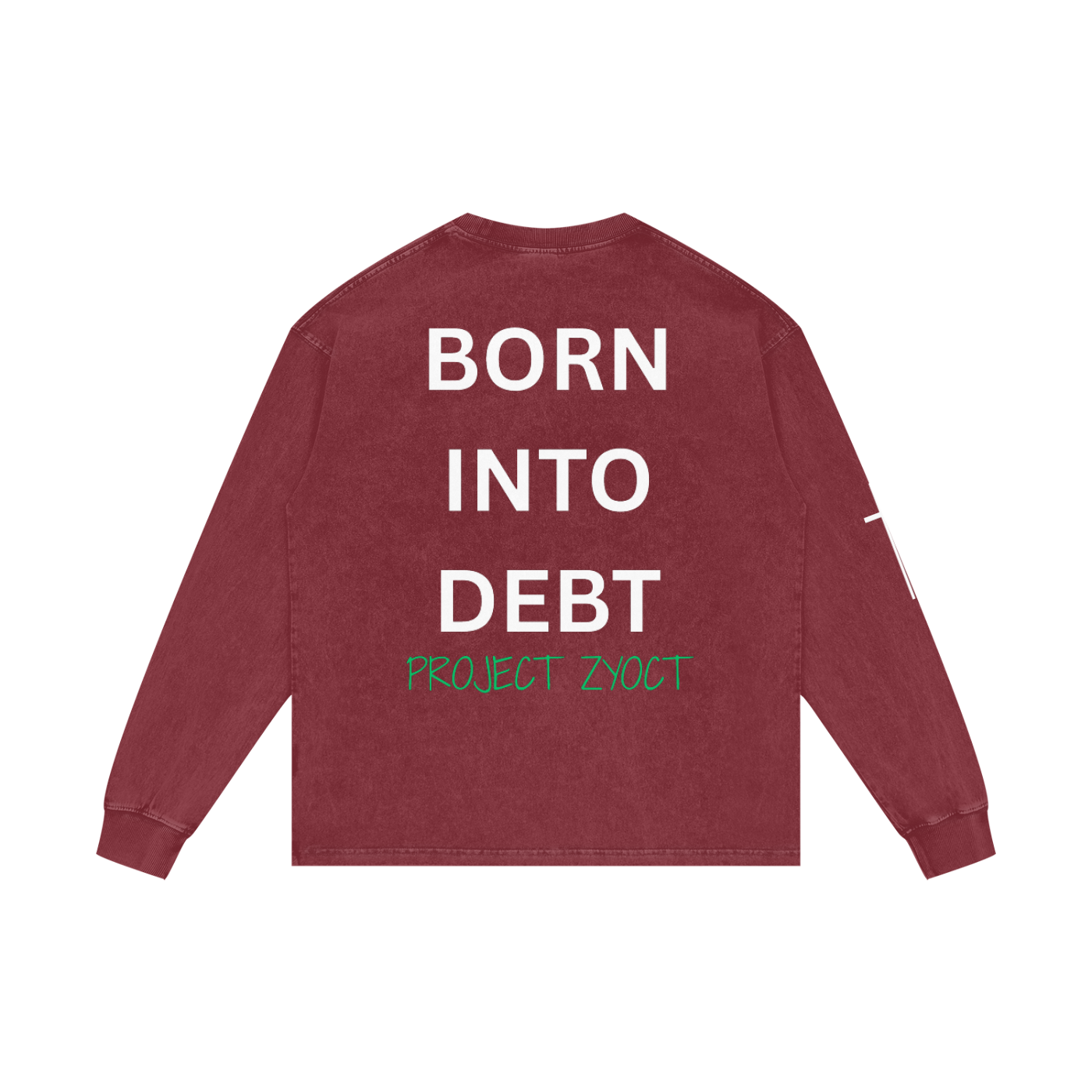 "Born Into Debt" Acid Wash Long Sleeve