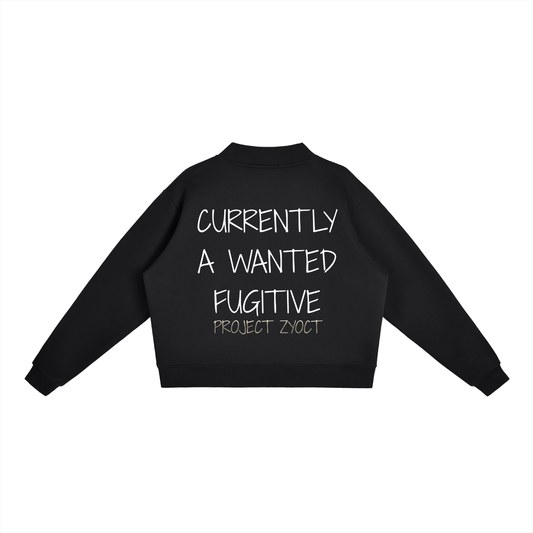 "WANTED FUGITIVE" Mock-Neck Crew Sweatshirt