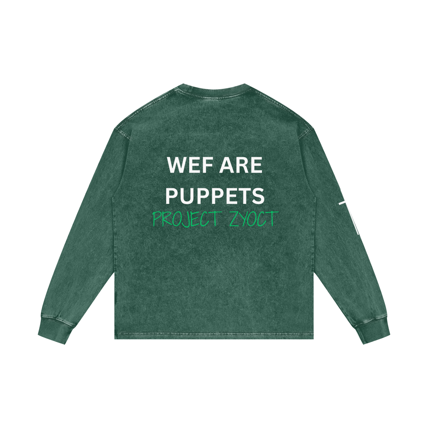 "WEF Are Puppets" Acid Wash Long Sleeve