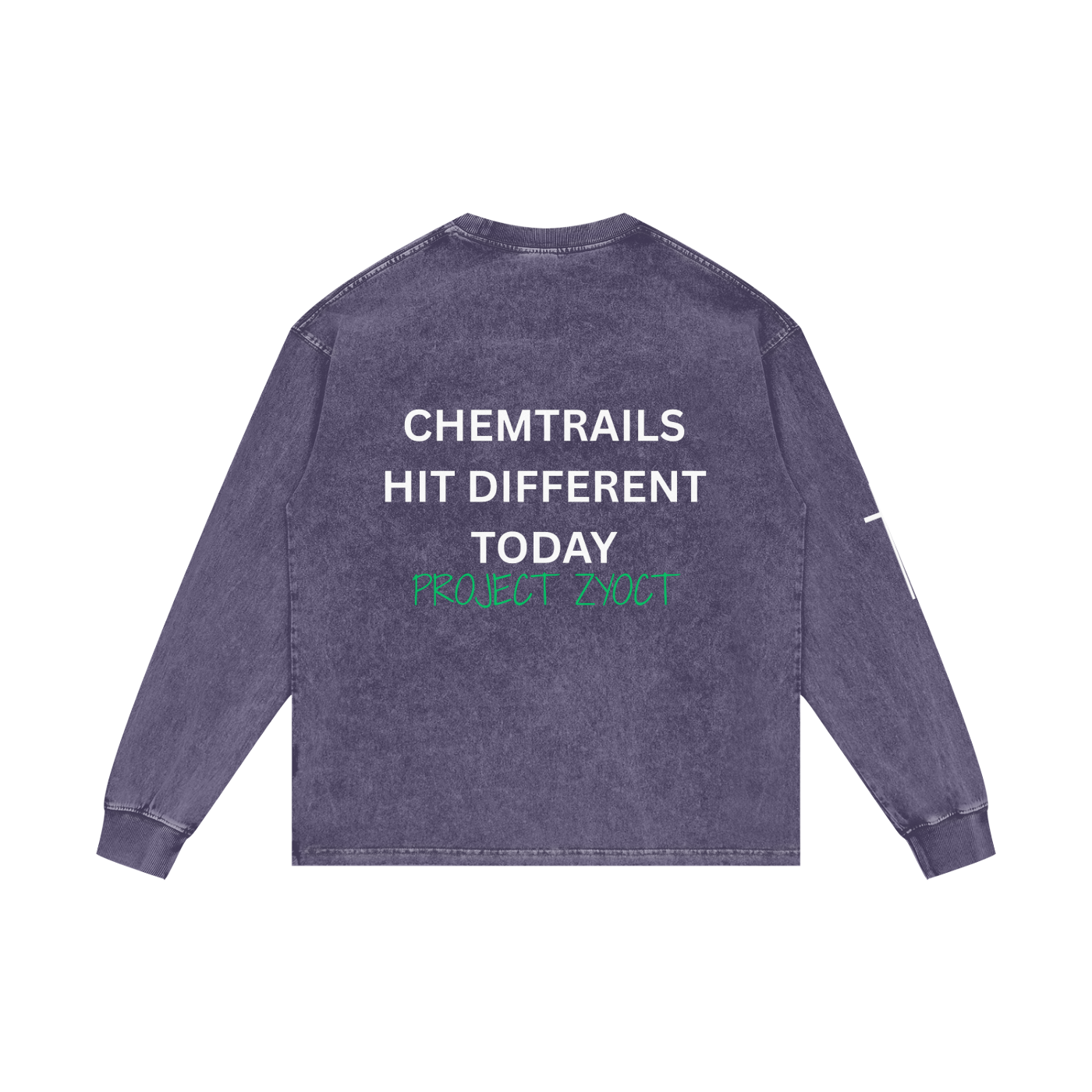 "Chemtrails Hit Different Today" Acid Wash Long Sleeve