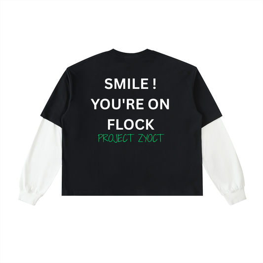 "Smile You're On Flock" Layered Shirt